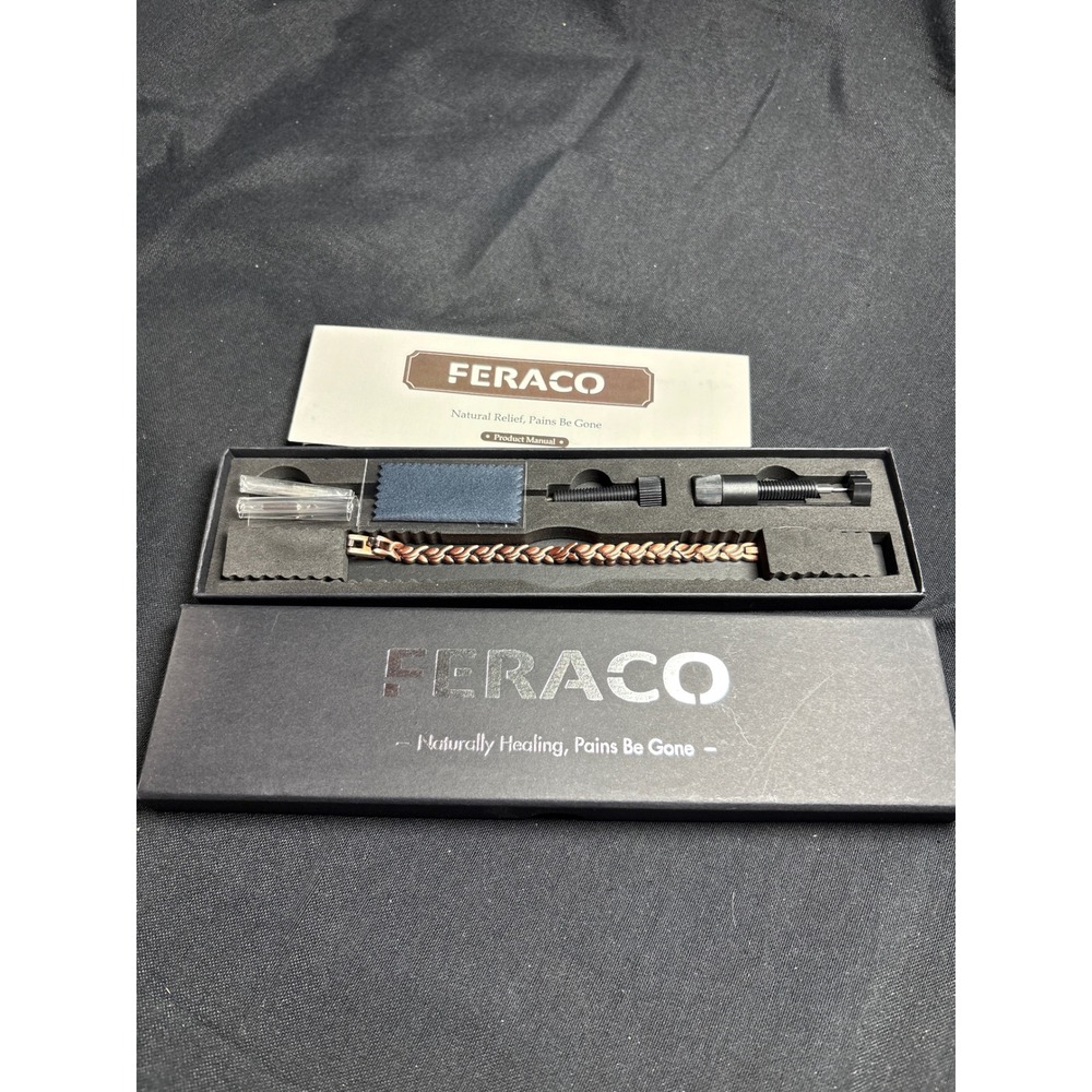 Feraco Magnetic‎ Copper Bracelet for Pain Relief Adjustable Link Therapy Jewelry